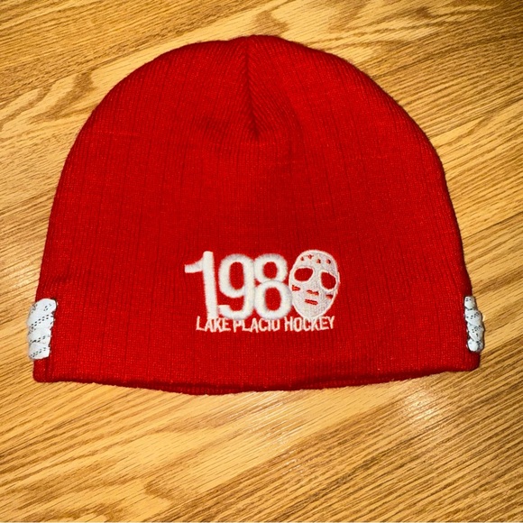 Cap America Red 1989 Lake Placid Hockey Knit‎ Hat Skull Cap - Picture 1 of 5